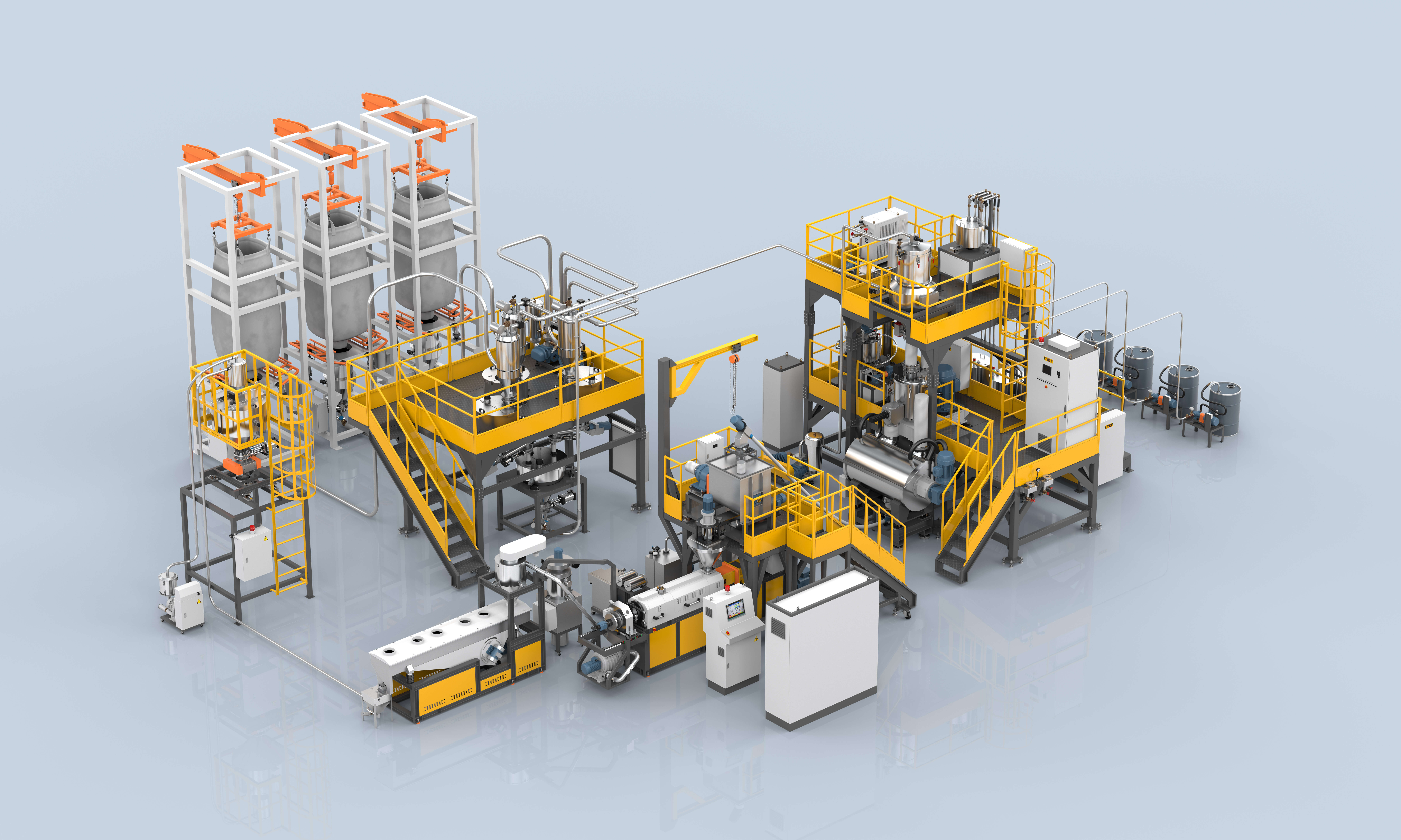 整廠輸出 – PVC 雙螺桿自動計量輸送押出產線