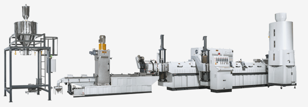 Side Force Feeder Type <br>Double Section Recycling Pelletizing Extrusion Line