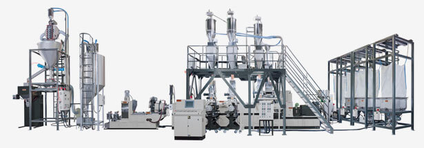 Co-rotating Twin Screw Automatic Metering / Weighing / Conveying Pelletizing Compounding Line