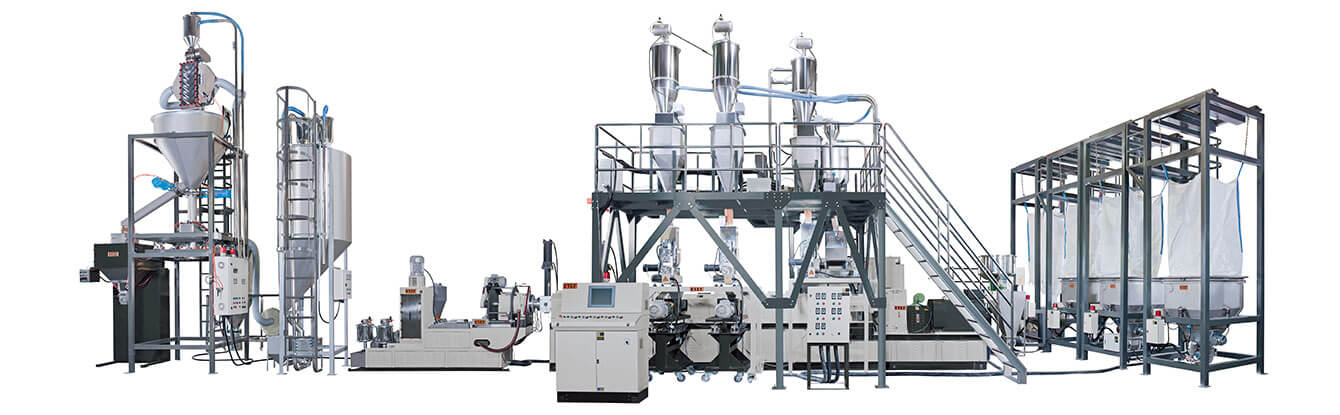 Co-rotating Twin Screw Automatic Metering / Weighing / Conveying Pelletizing Compounding Line