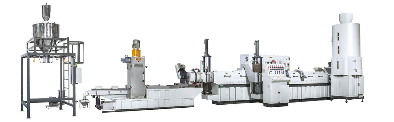 Side Force Feeder Type <br>Double Section Recycling Pelletizing Extrusion Line